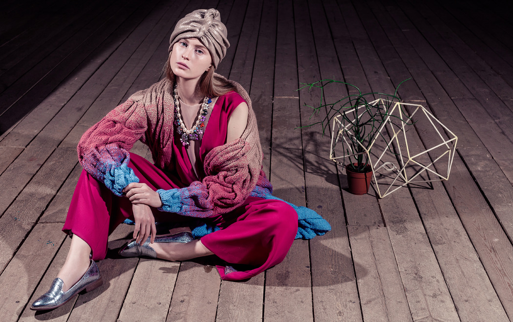 Тюрбан, Sorokina, колье, Nastya Sergeeva by May Be, комбинезон, Seta, кардиган, Shepwool
