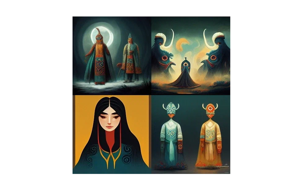 Картинки, сгенерированные на запрос tatar mythological characters